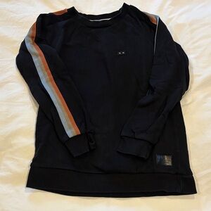 Munster Black Sweatshirt with Striped Sleeves